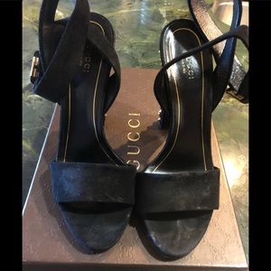 Authentic Gucci Black Studded Strappy Heels